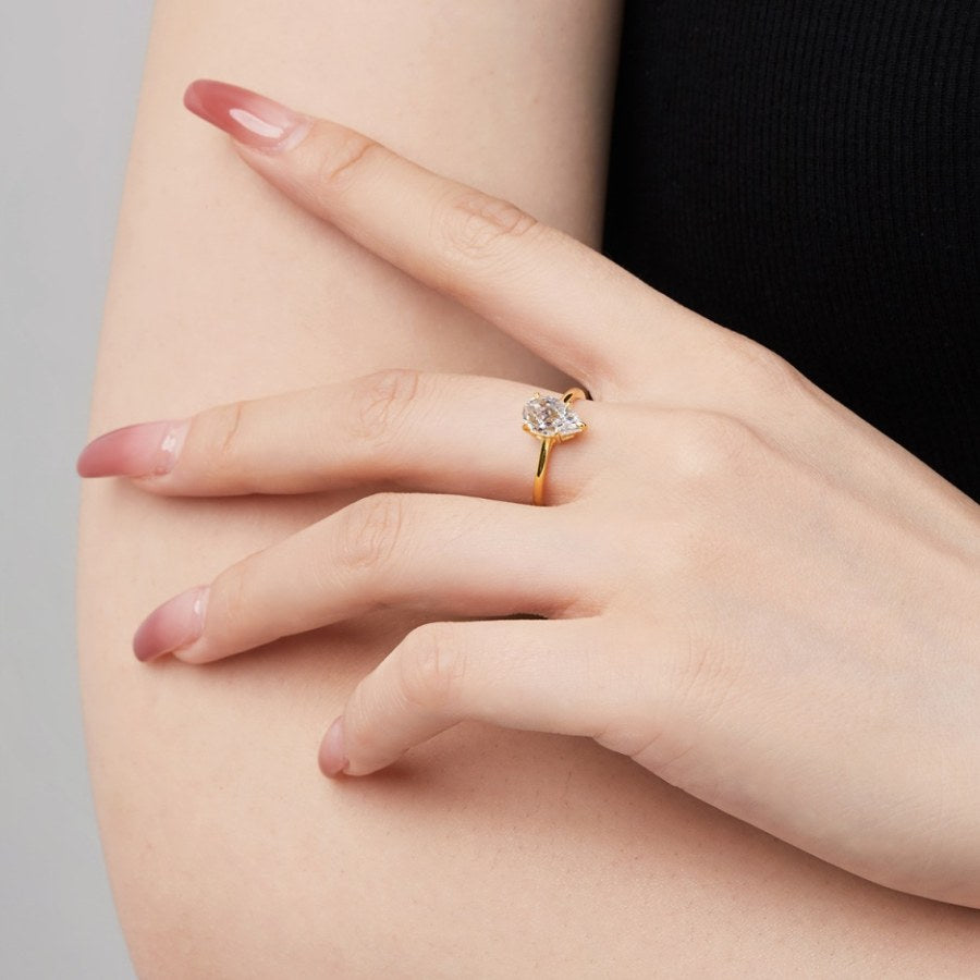 Augie Pear Cut Solitaire Ring Gold