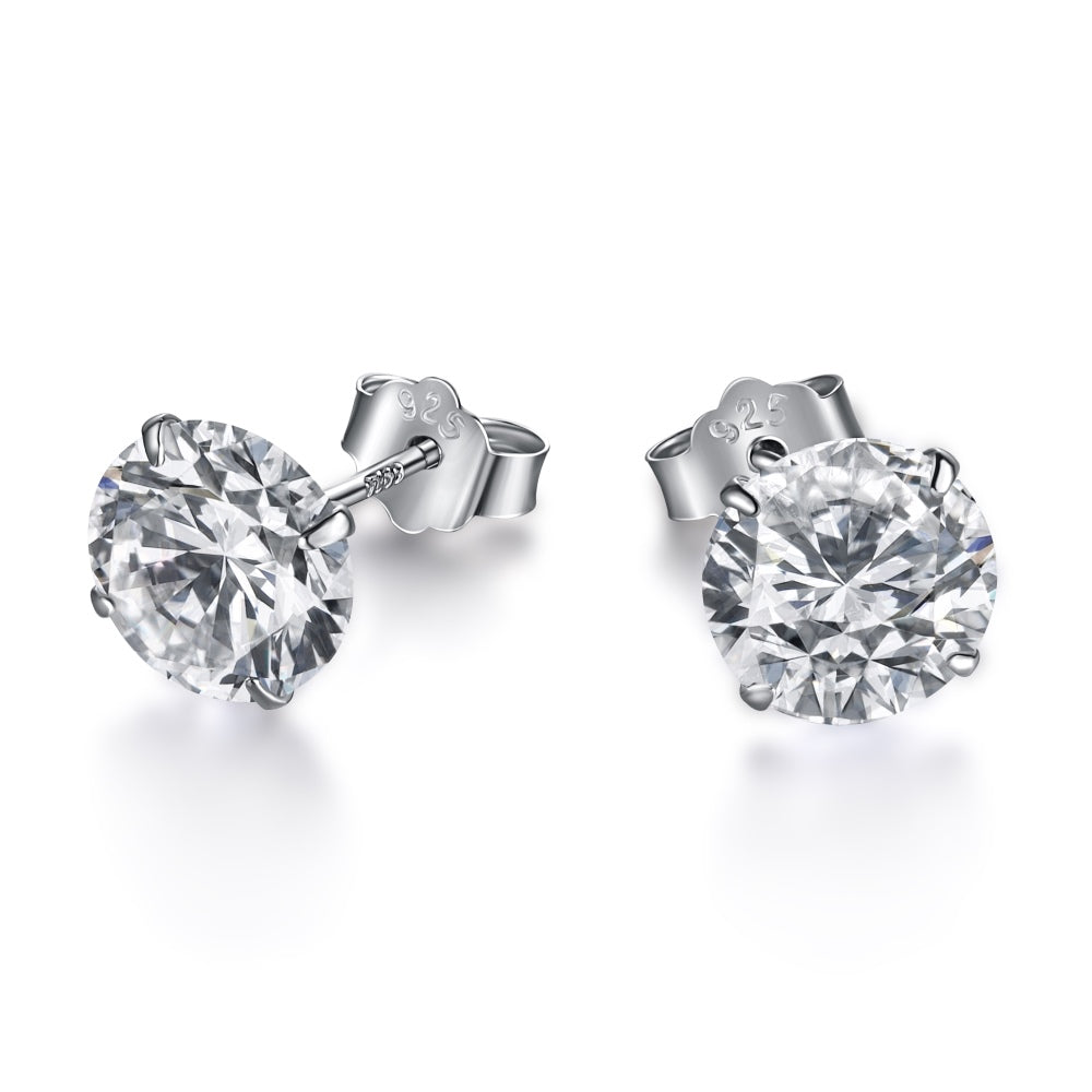 Olea Brilliant Cut Stud Earrings Silver