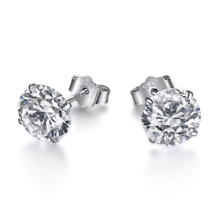 Olea Brilliant Cut Stud Earrings Silver
