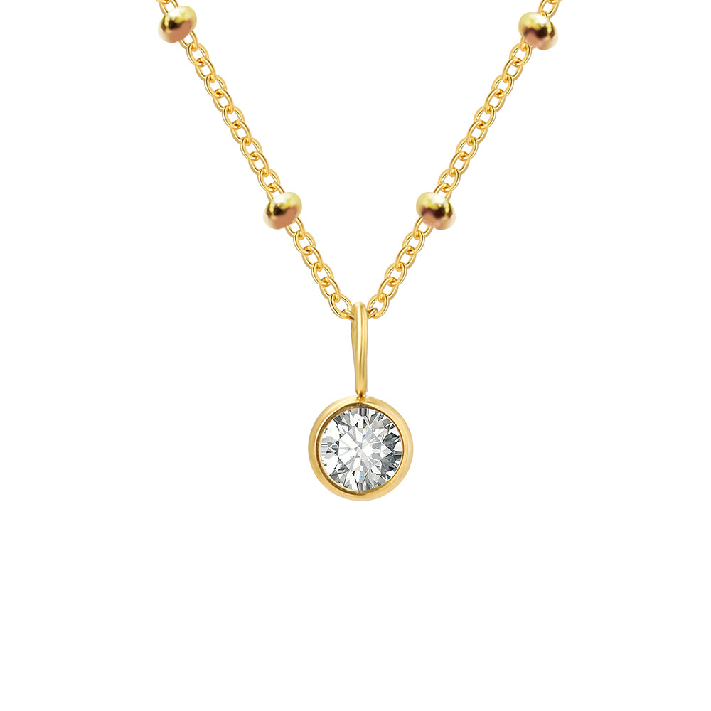 Initial & Birthstone Necklace Gold