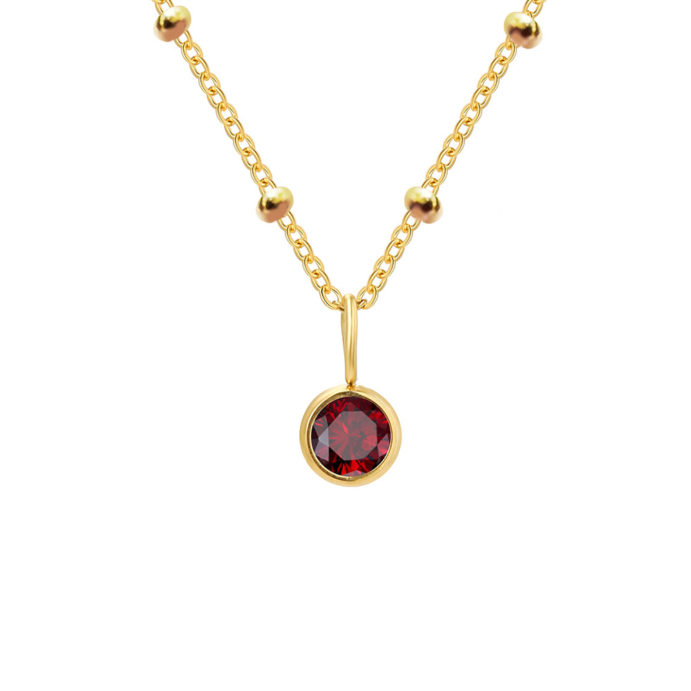 Initial & Birthstone Necklace Gold