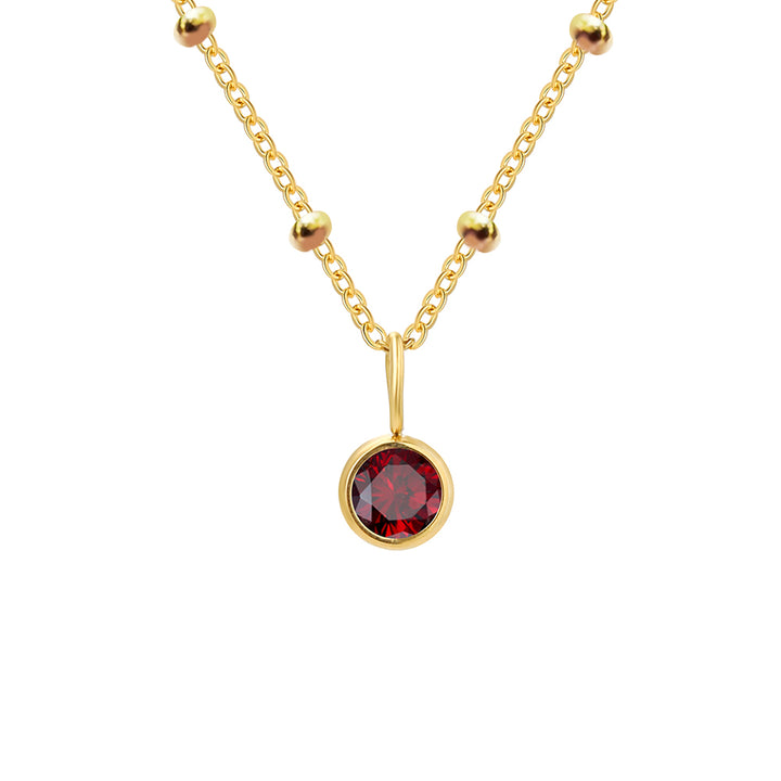 Initial & Birthstone Necklace Gold