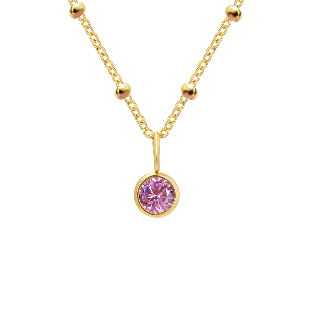 Initial & Birthstone Necklace Gold