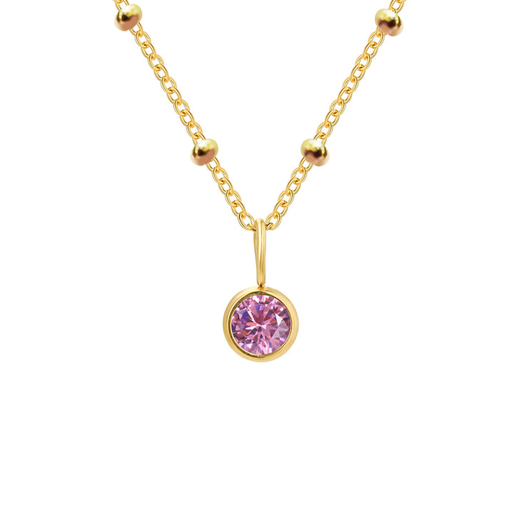 Initial & Birthstone Necklace Gold