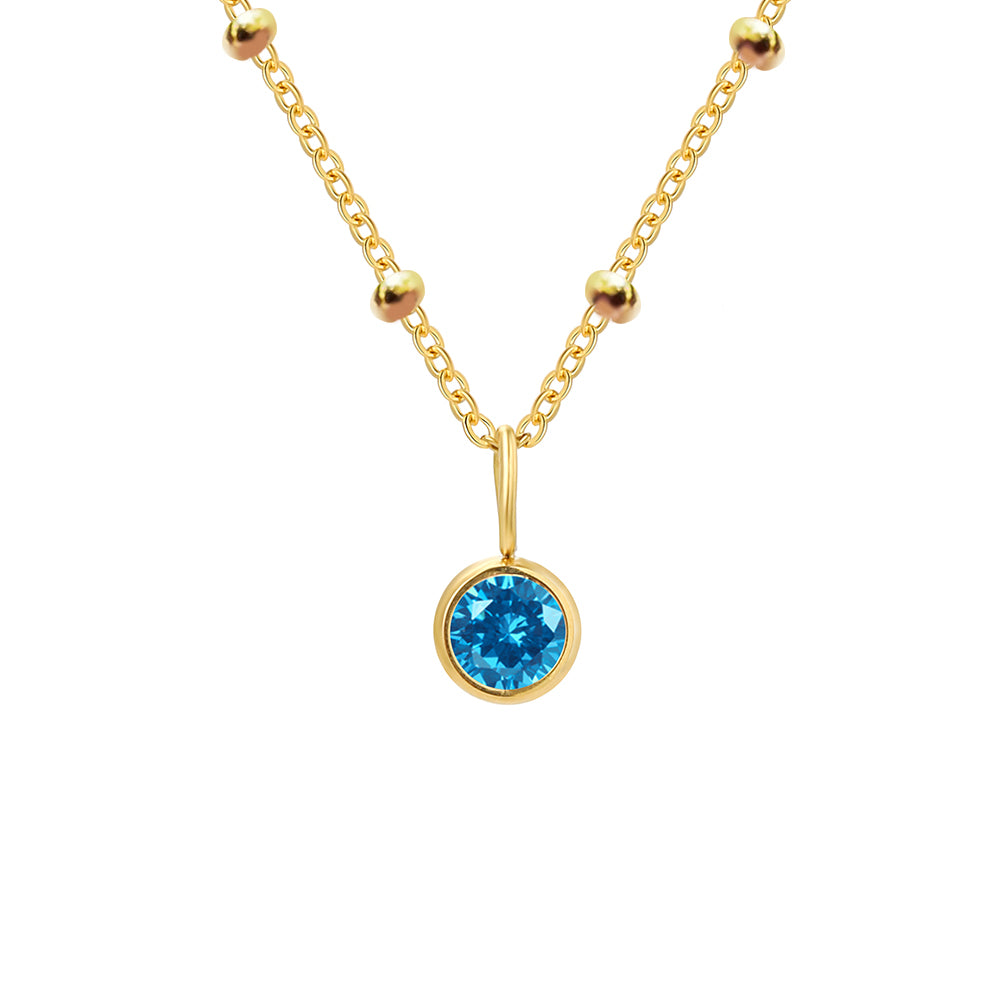 Initial & Birthstone Necklace Gold