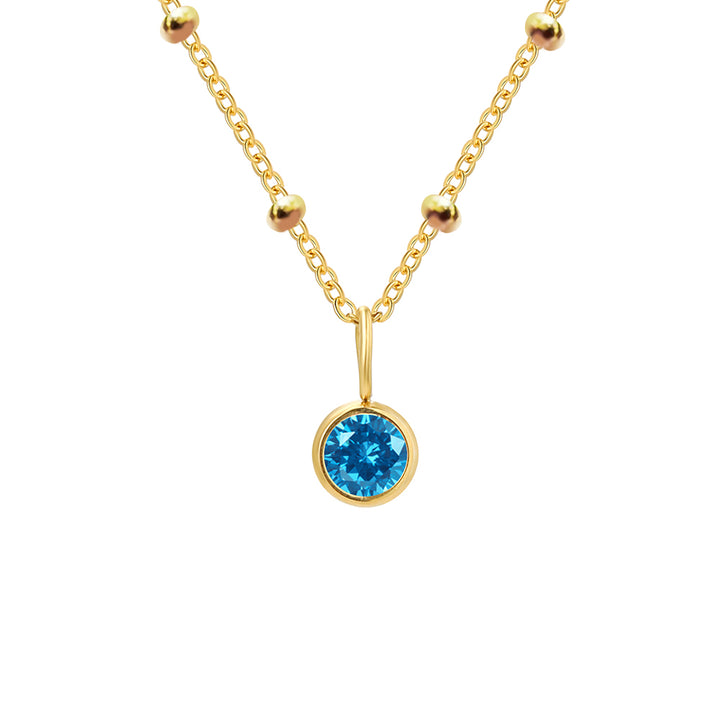 Initial & Birthstone Necklace Gold