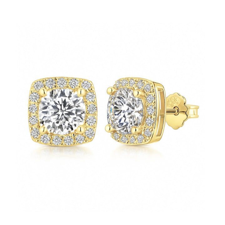 Lumiere Brilliant Halo Earrings Gold