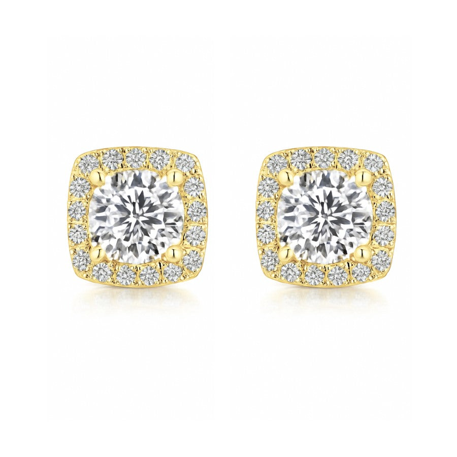 Lumiere Brilliant Halo Earrings Gold