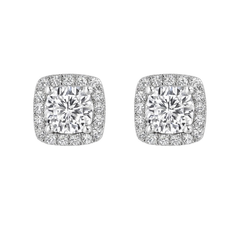 Lumiere Brilliant Halo Earrings Silver