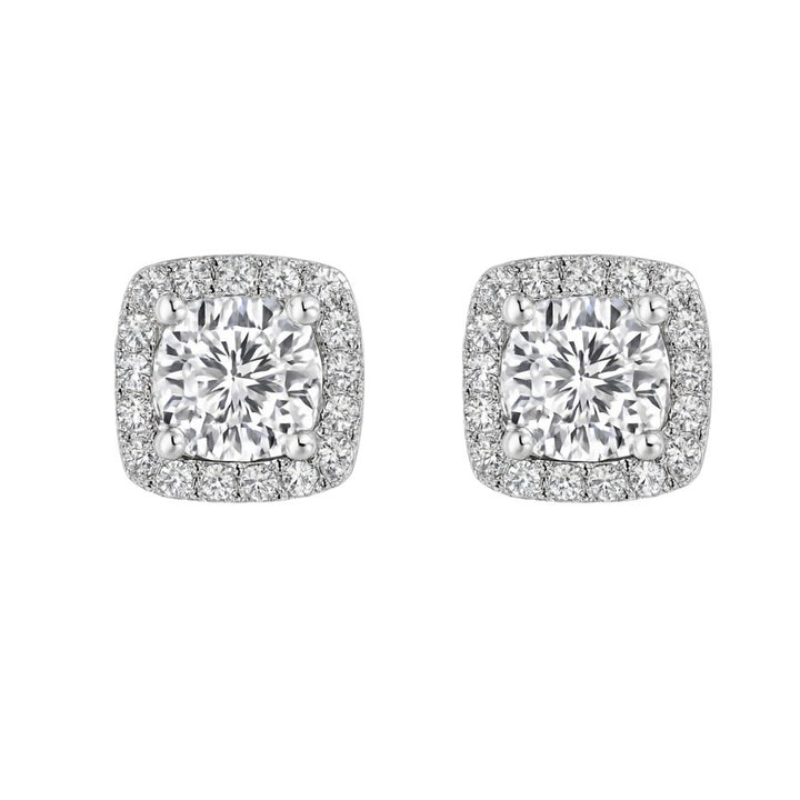 Lumiere Brilliant Halo Earrings Silver