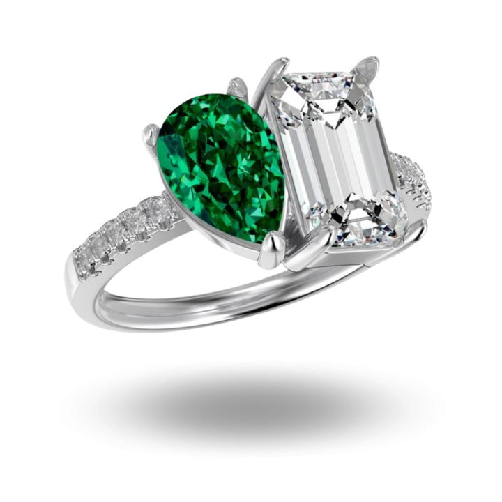 Noura Toi et Moi Ring Emerald