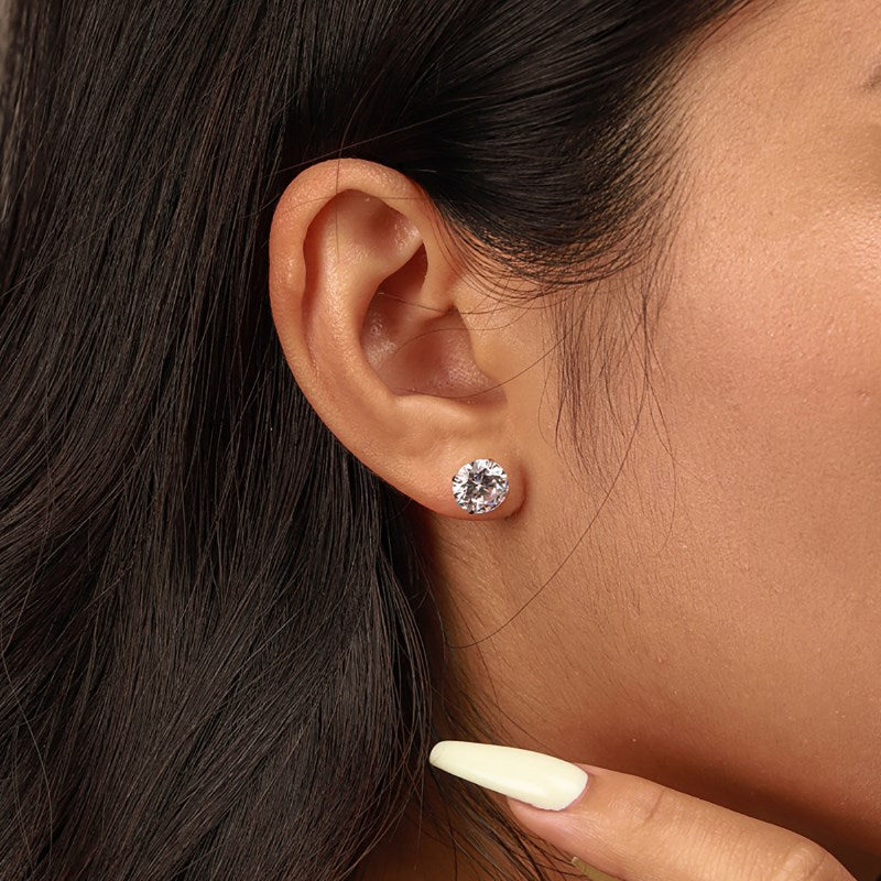 Olea Brilliant Cut Stud Earrings Silver