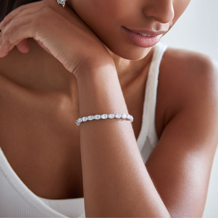 Oval Cut Tennis Bracelet Gold
