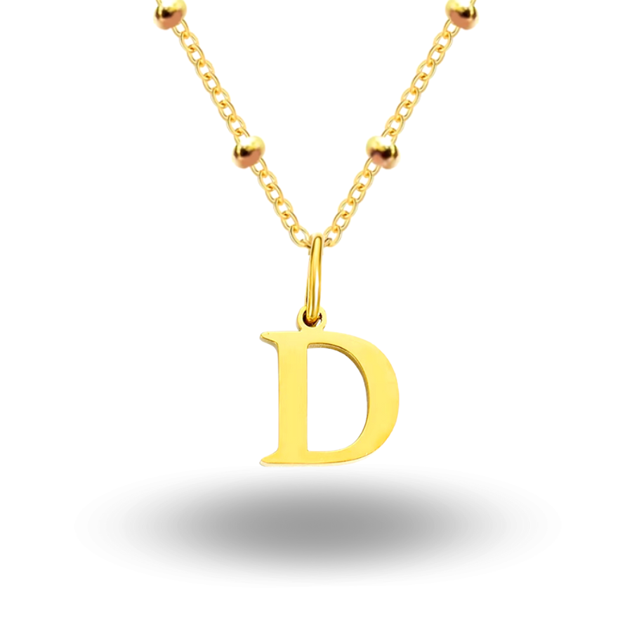 Initial & Birthstone Necklace Gold