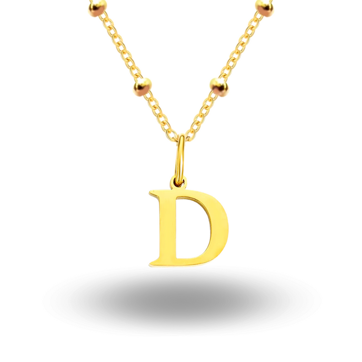 Initial & Birthstone Necklace Gold