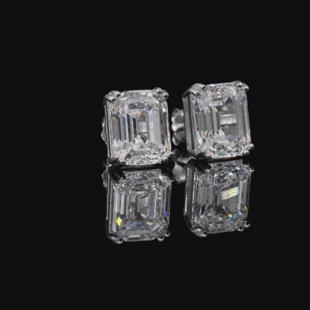Camilia Emerald Cut Stud Earrings Gold