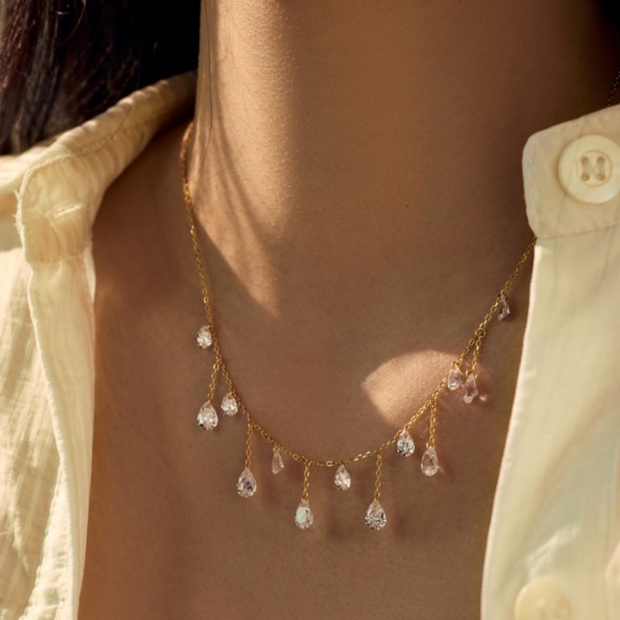 Sima Pear Cut Necklace Silver