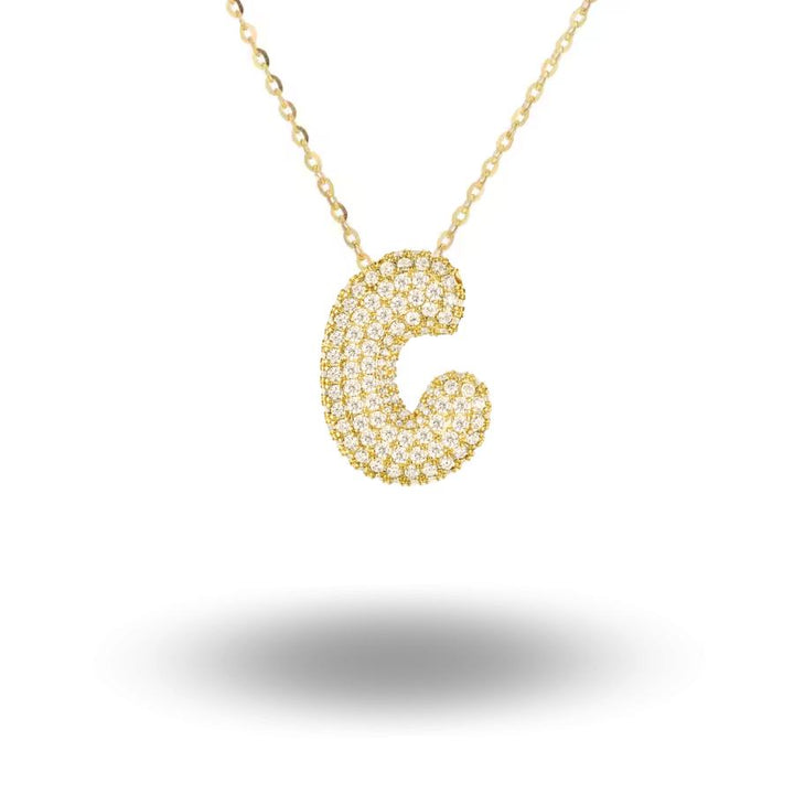 Midi Bubble Initial Necklace Gold