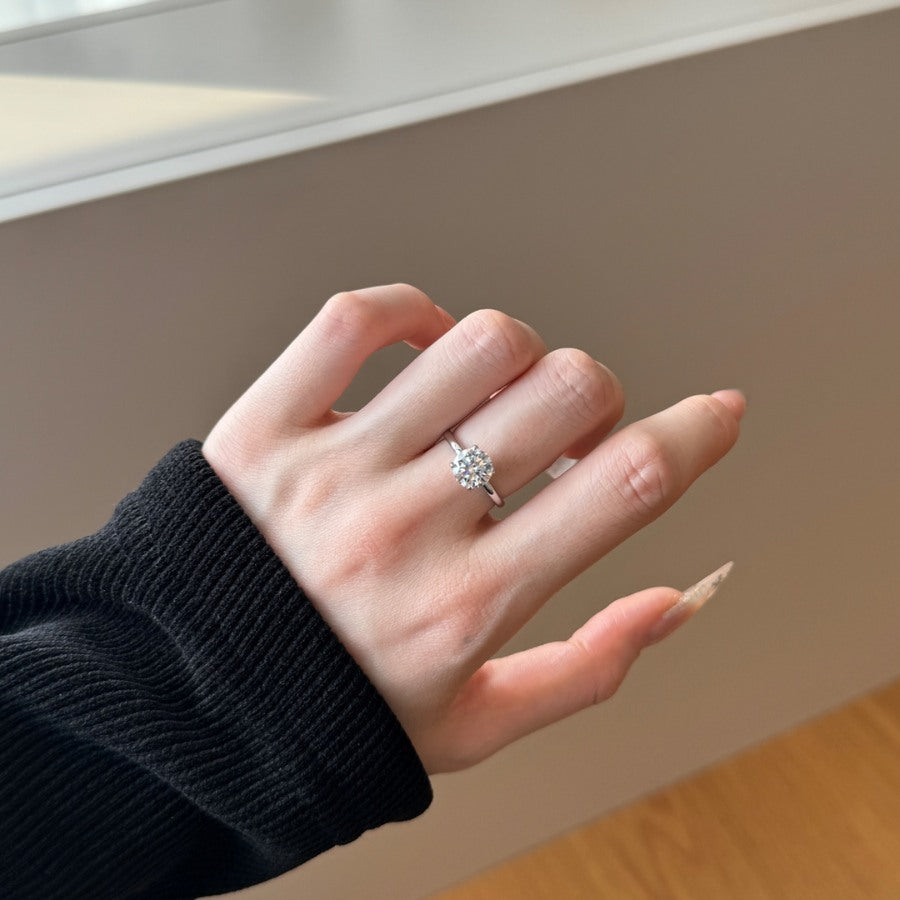 Elodie Brilliant Cut Solitaire Ring Silver