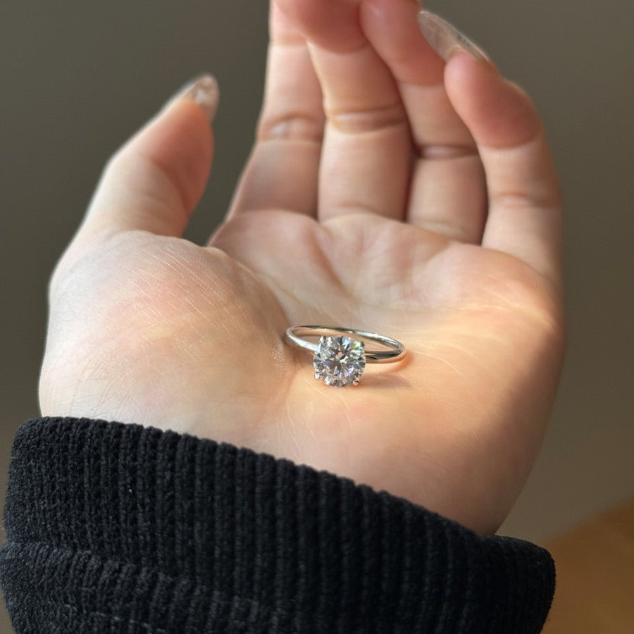 Elodie Brilliant Cut Solitaire Ring Silver