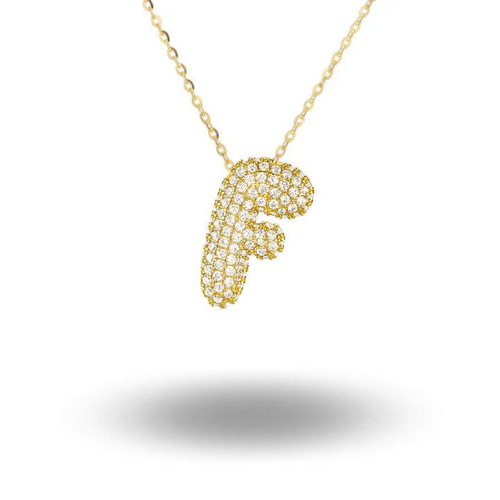 Midi Bubble Initial Necklace Gold