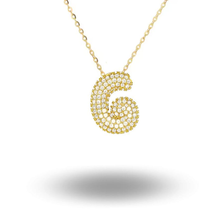 Midi Bubble Initial Necklace Gold