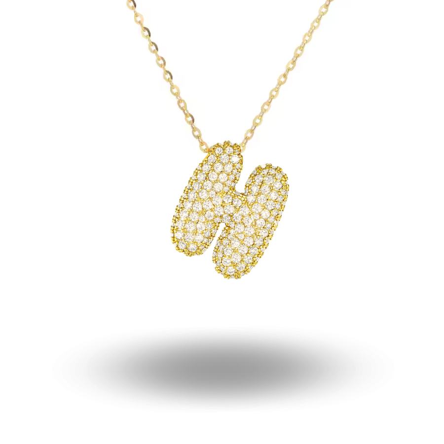 Midi Bubble Initial Necklace Gold