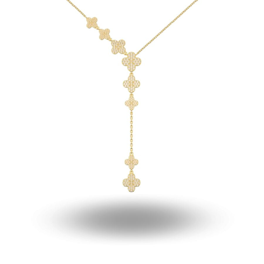 Maeve Clover Lariat Necklace Gold