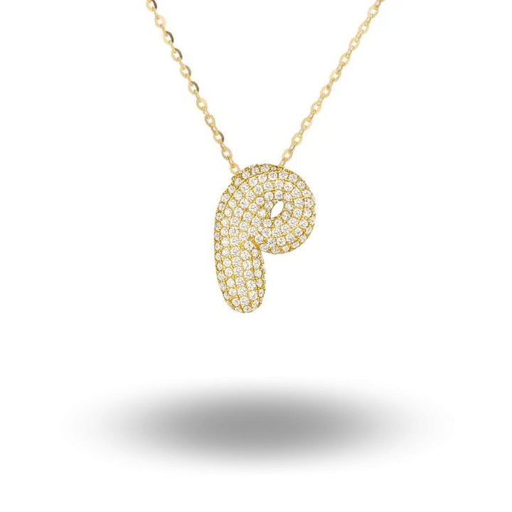 Midi Bubble Initial Necklace Gold