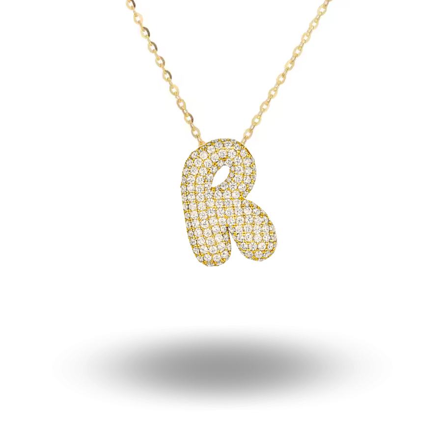 Midi Bubble Initial Necklace Gold