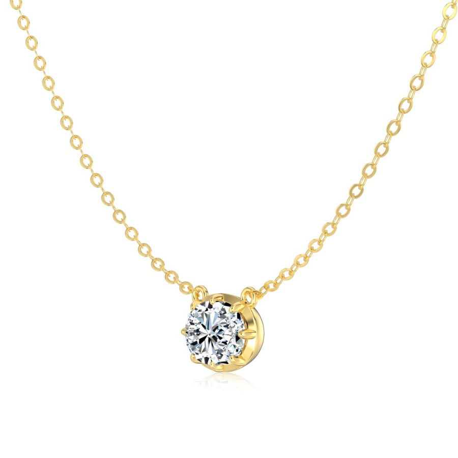 Samara East West Oval Cut Moissanite Necklace Silver