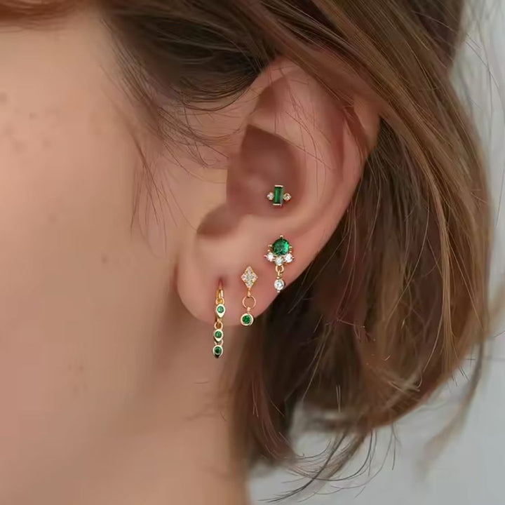 Seraphina Huggie Earring Set Silver