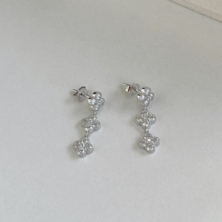 Clover Drop Earrings Silver