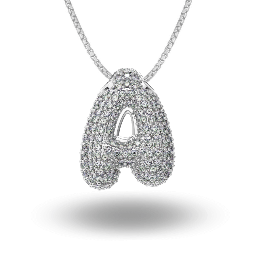 Maxi Bubble Initial Necklace Silver