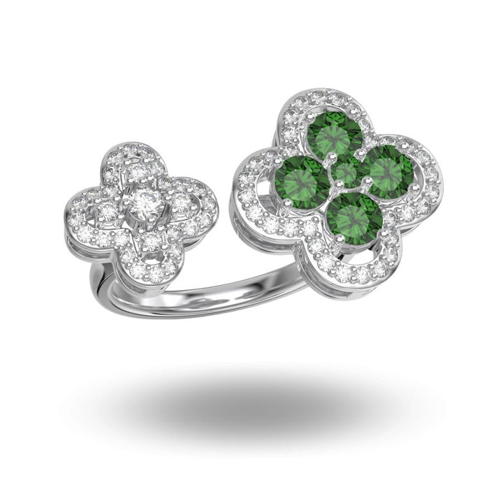 Adjustable Clover Ring Green