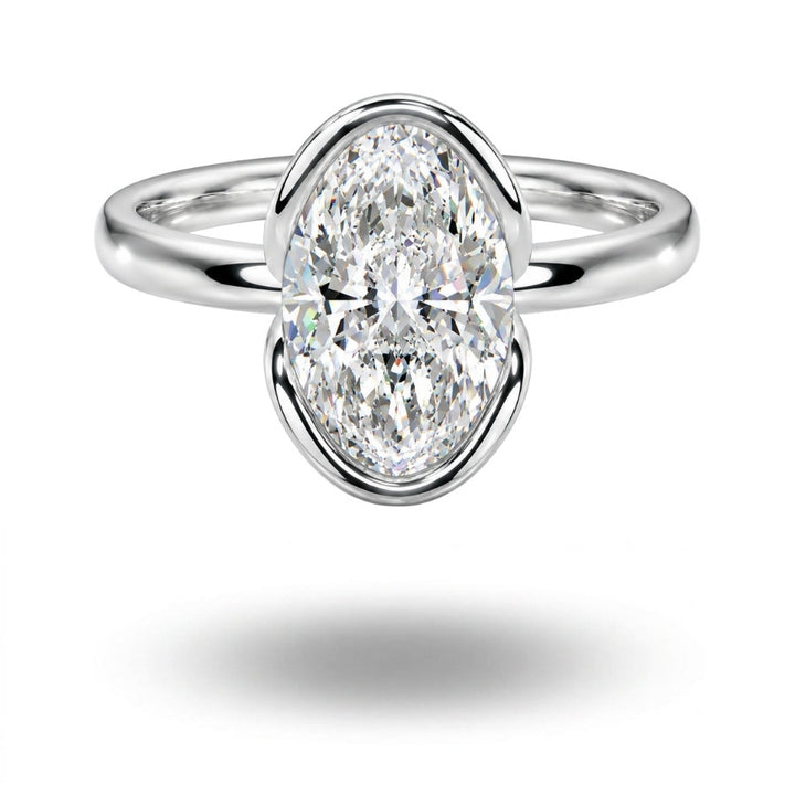 Aelia Oval Cut Moissanite Ring Silver