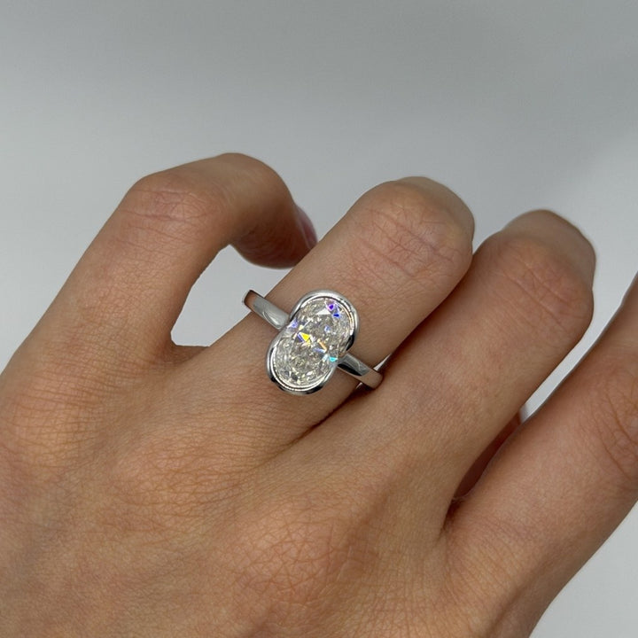 Aelia Oval Cut Moissanite Ring Silver