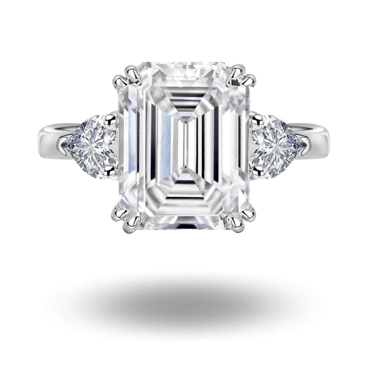 Alina Emerald Cut Trilogy Ring Silver