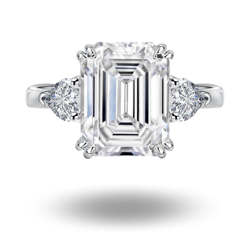 Alina Emerald Cut Trilogy Ring Silver