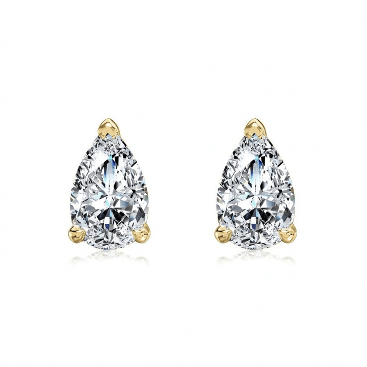 Alisee Pear Cut Moissanite Stud Earrings Gold