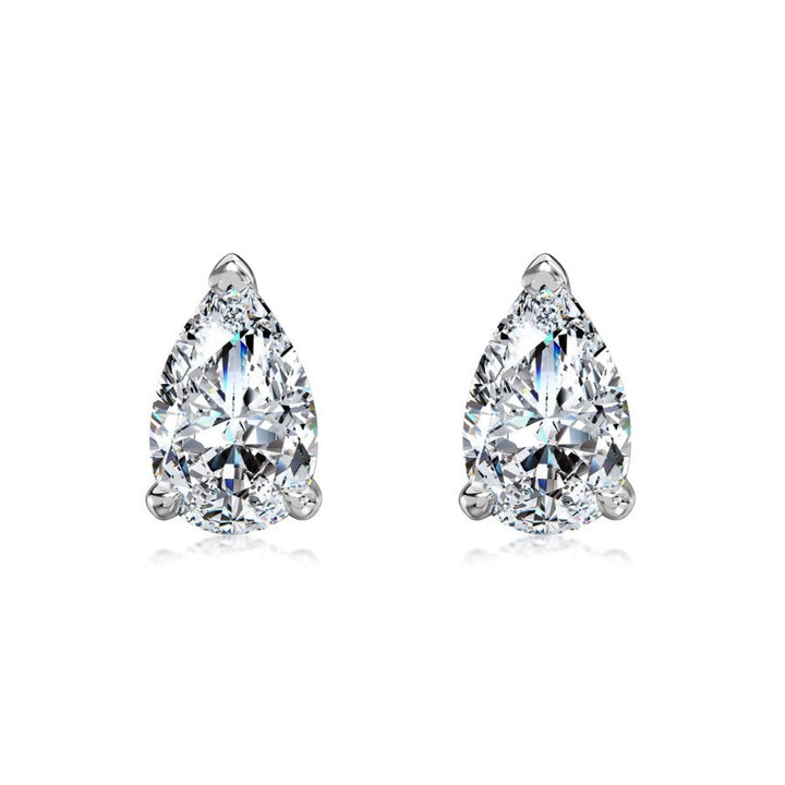 Alisee Pear Cut Moissanite Stud Earrings Silver