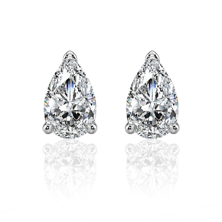 Alisee Pear Cut Moissanite Stud Earrings Silver