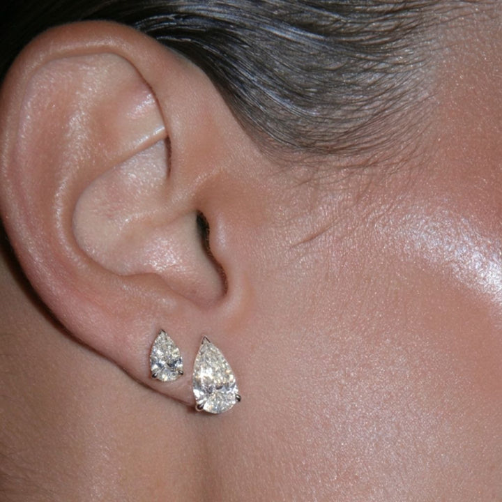 Alisee Pear Cut Moissanite Stud Earrings Silver