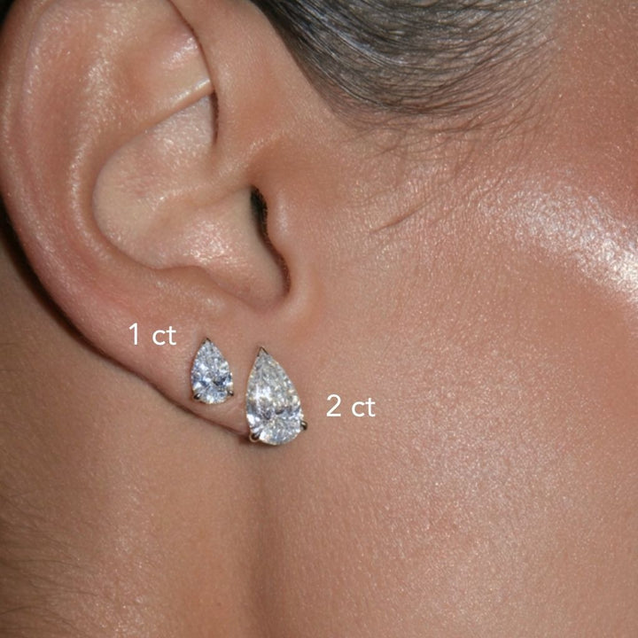 Alisee Pear Cut Moissanite Stud Earrings Silver