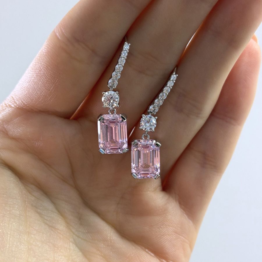 Astoria Emerald Cut Drop Earrings Yellow