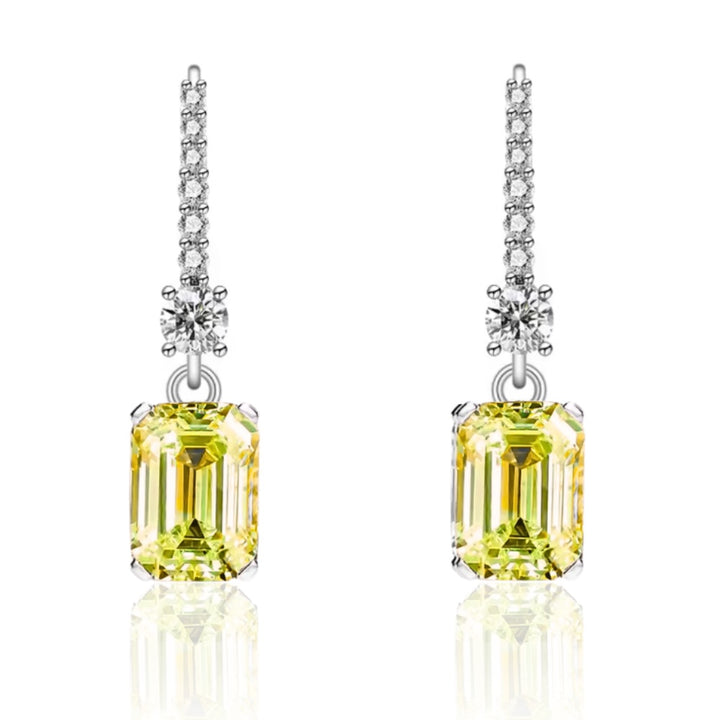Astoria Emerald Cut Drop Earrings Yellow