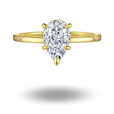 Augie Pear Cut Solitaire Ring Gold