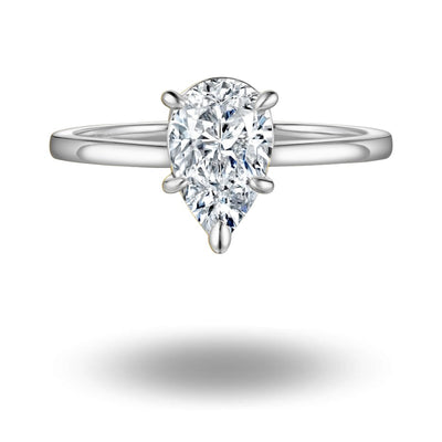 Augie Pear Cut Solitaire Ring Silver