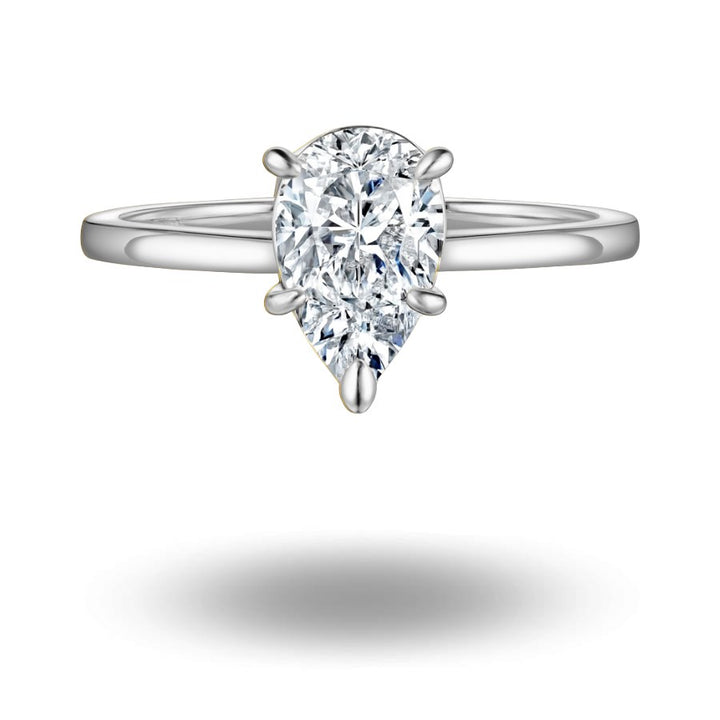 Augie Pear Cut Solitaire Ring Silver