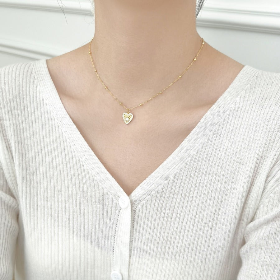 Aurora Heart Necklace Silver